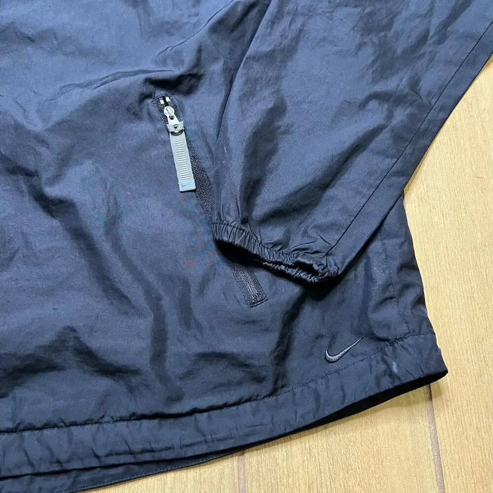 VINTAGE‎ Nike Jacket Mens XL (16-18) Black Windbreaker Running Swoosh Track